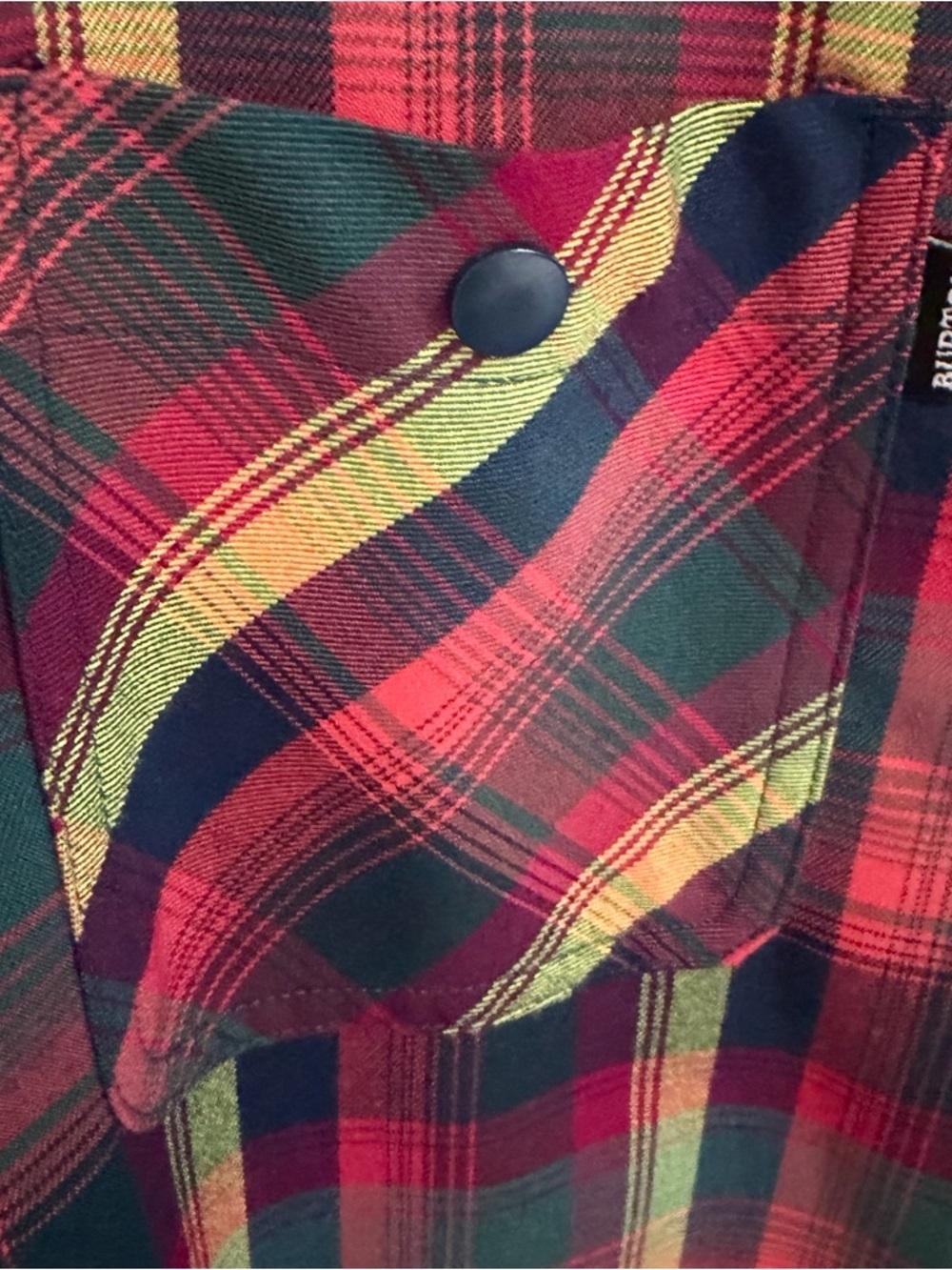 Burton Men's Plaid Long-Sleeve Button-Up Shirt - Red/Green/Yellow - Picture 9 of 10